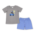 Grey top stripe shorts linemane boys clothes