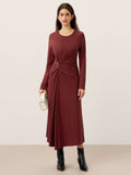 Wool Lyocell Side-Waist Ruched Maxi Dress ELSINORE