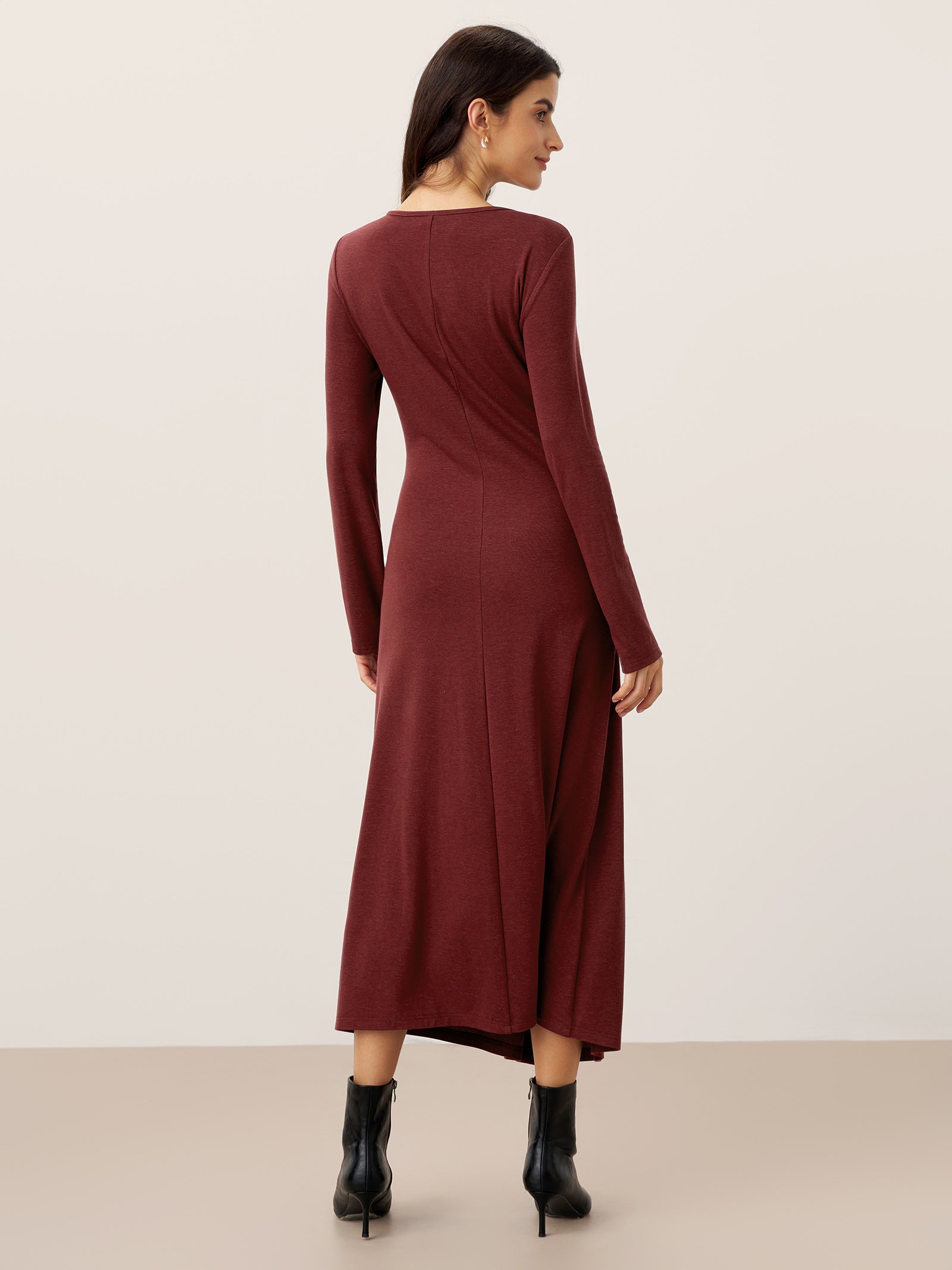 Wool Lyocell Side-Waist Ruched Maxi Dress ELSINORE