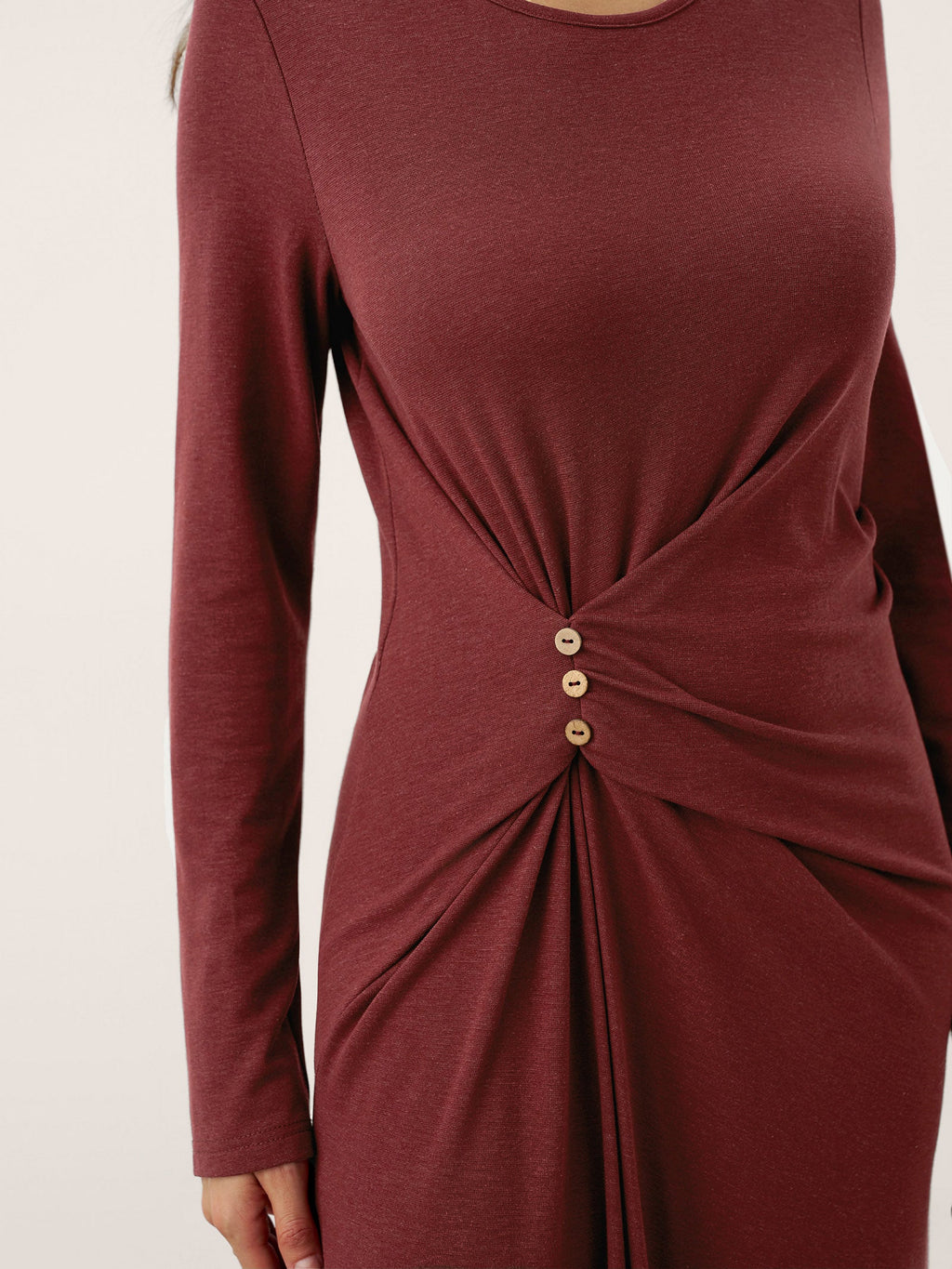 Wool Lyocell Side-Waist Ruched Maxi Dress ELSINORE