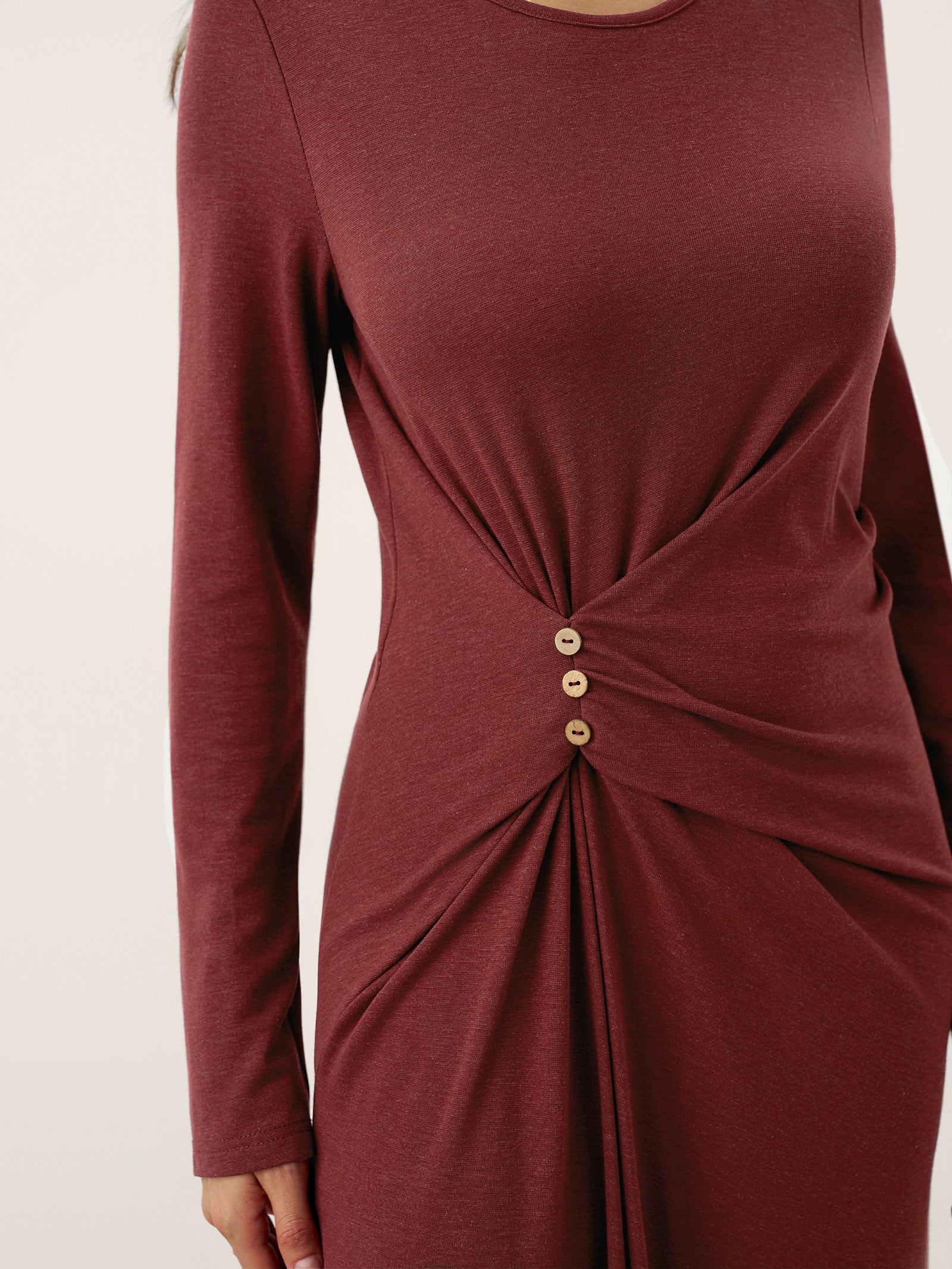 Wool Lyocell Side-Waist Ruched Maxi Dress ELSINORE